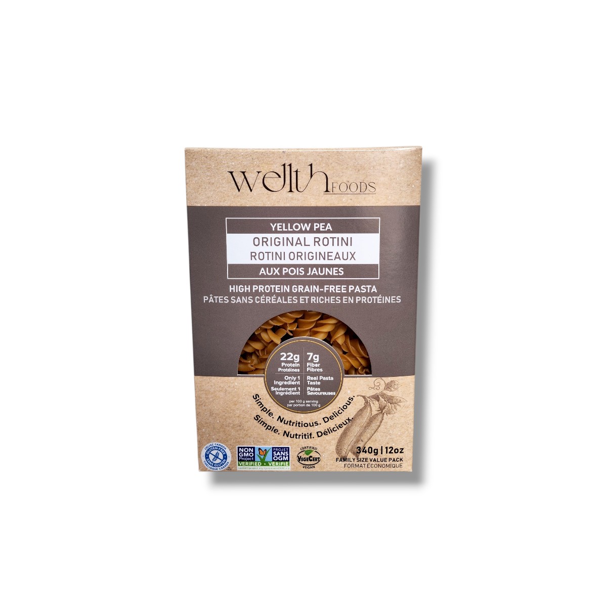 Welth Foods Yellow Pea Original Rotini Pasta (340g)