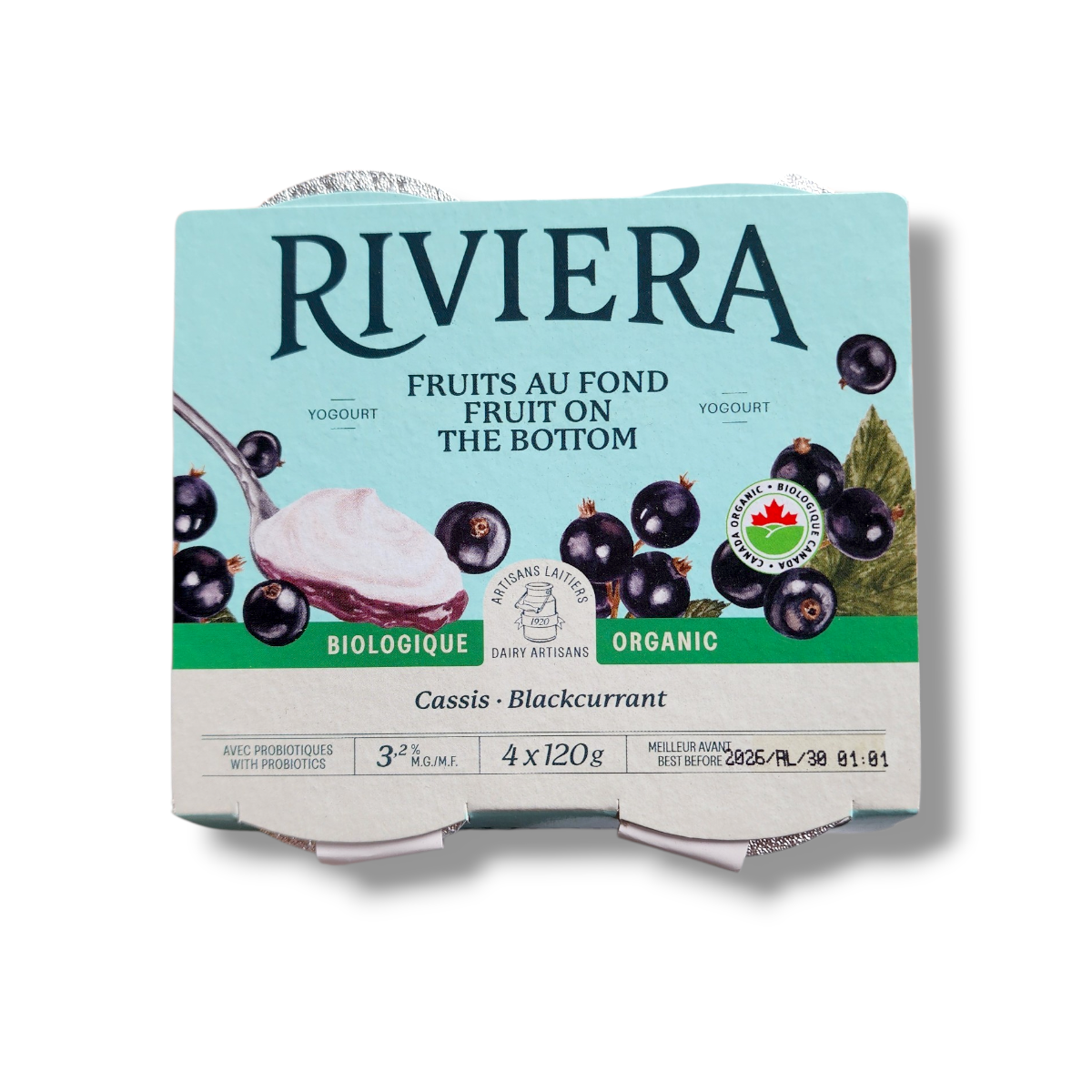 Maison Riviera Organic Yogurt Blackcurrant (4 x 120g)