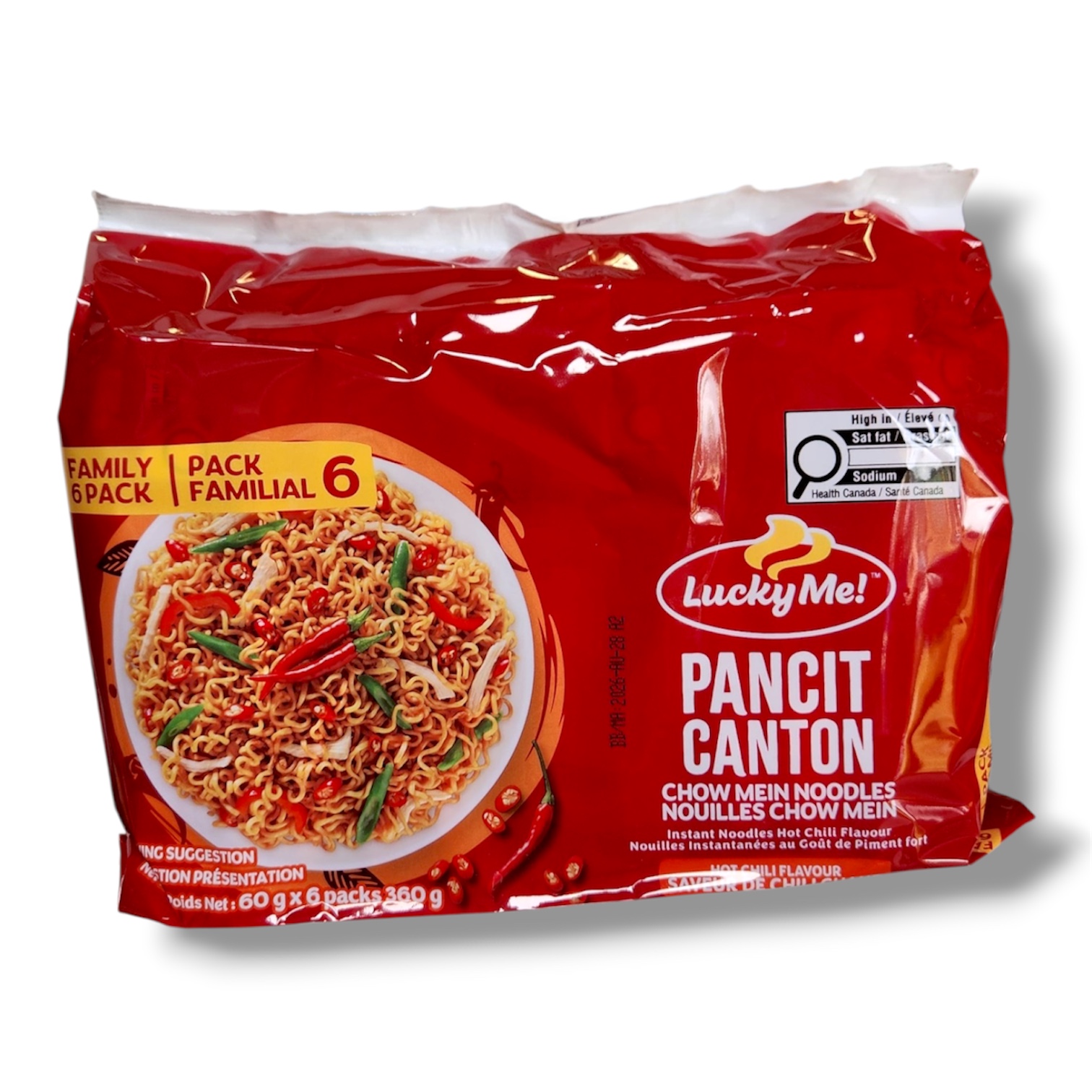 Lcuky Me Pancit Canton Chow Mein Noodles Hot Chilli (6x60g)