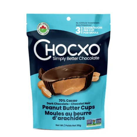 ChocXO 70% Cacao Organic Dark Chocolate Peanut Butter Cups (98g)
