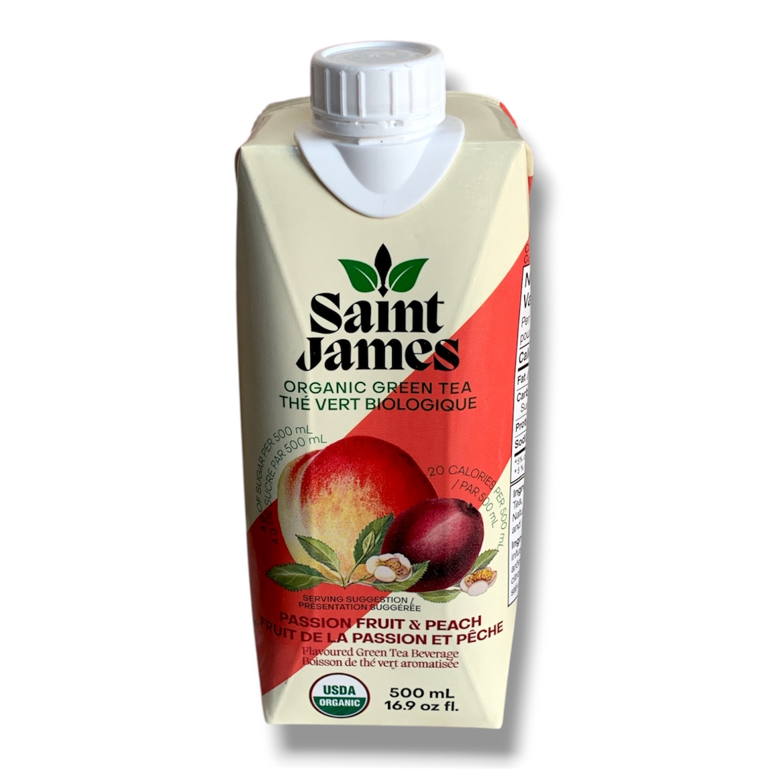 Saint James Organic Green Tea Passion Fruit & Peach (500mL)