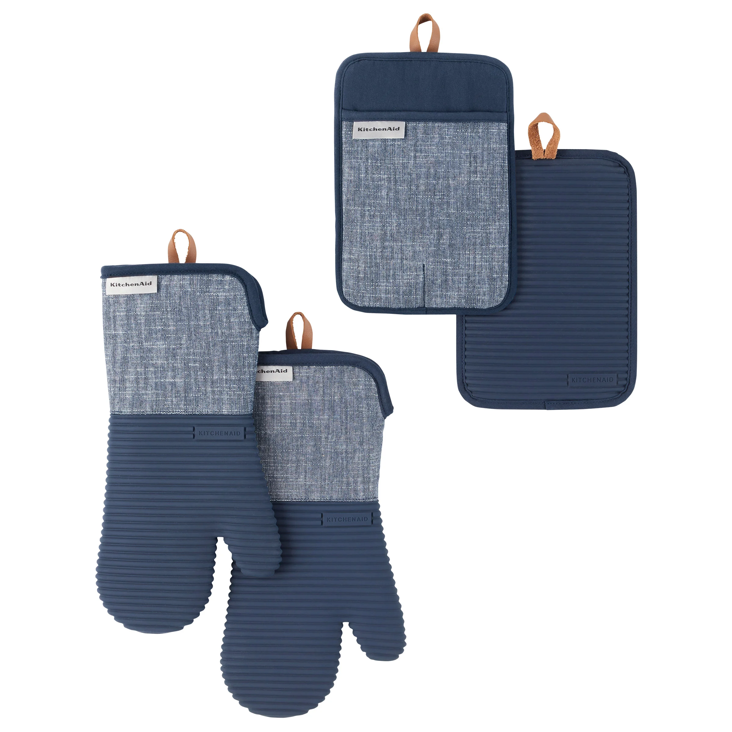 KitchenAid Ribbed Soft Silicone Oven Mitt Set, 2-Pack