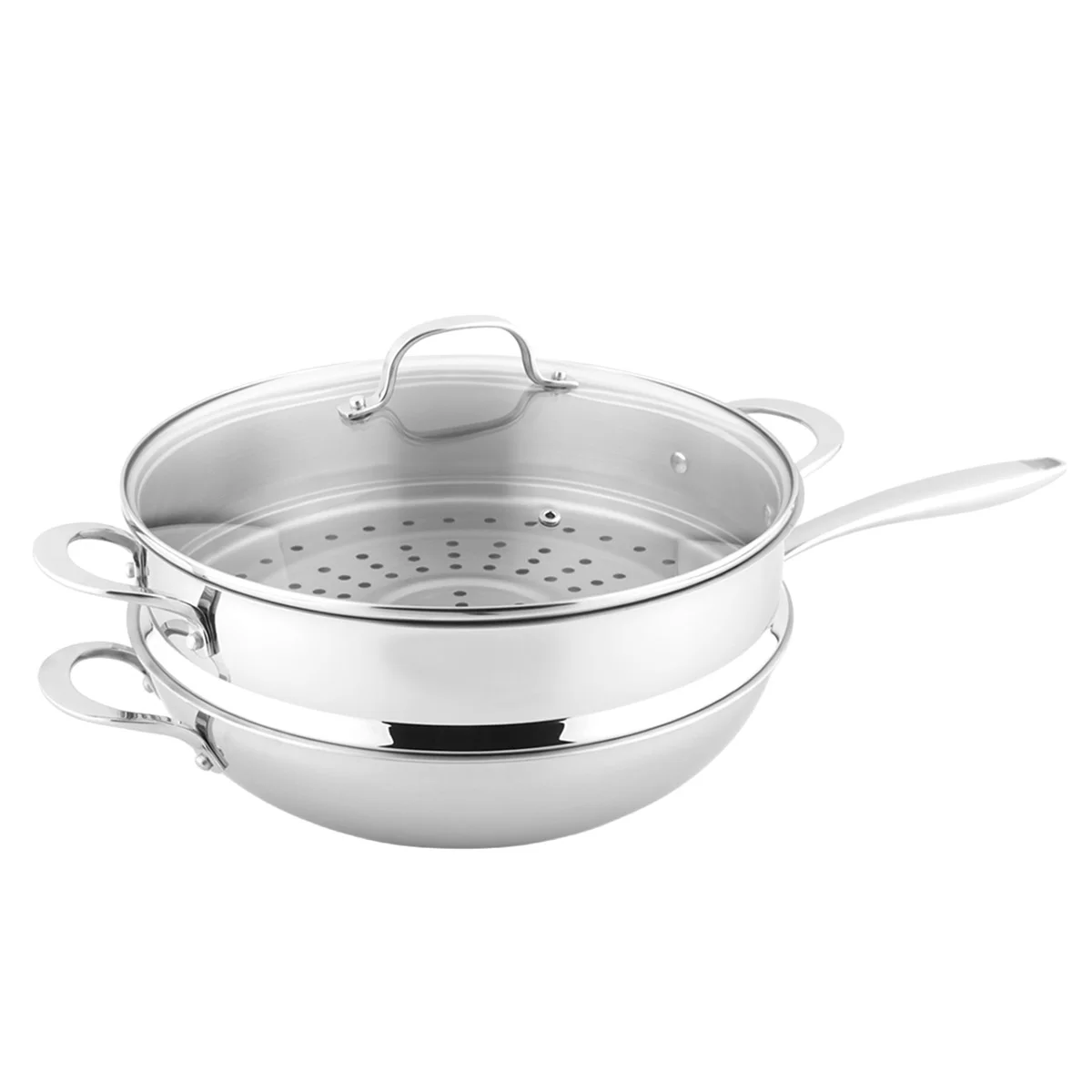 Linkfair Stainless Steel Wok with Steamer