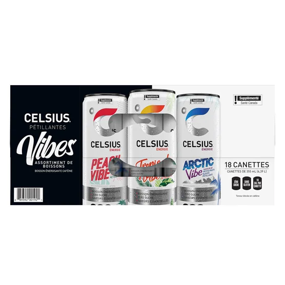 Celsius Vibe Pack Sparkling Energy Drink, 18 x 355 mL