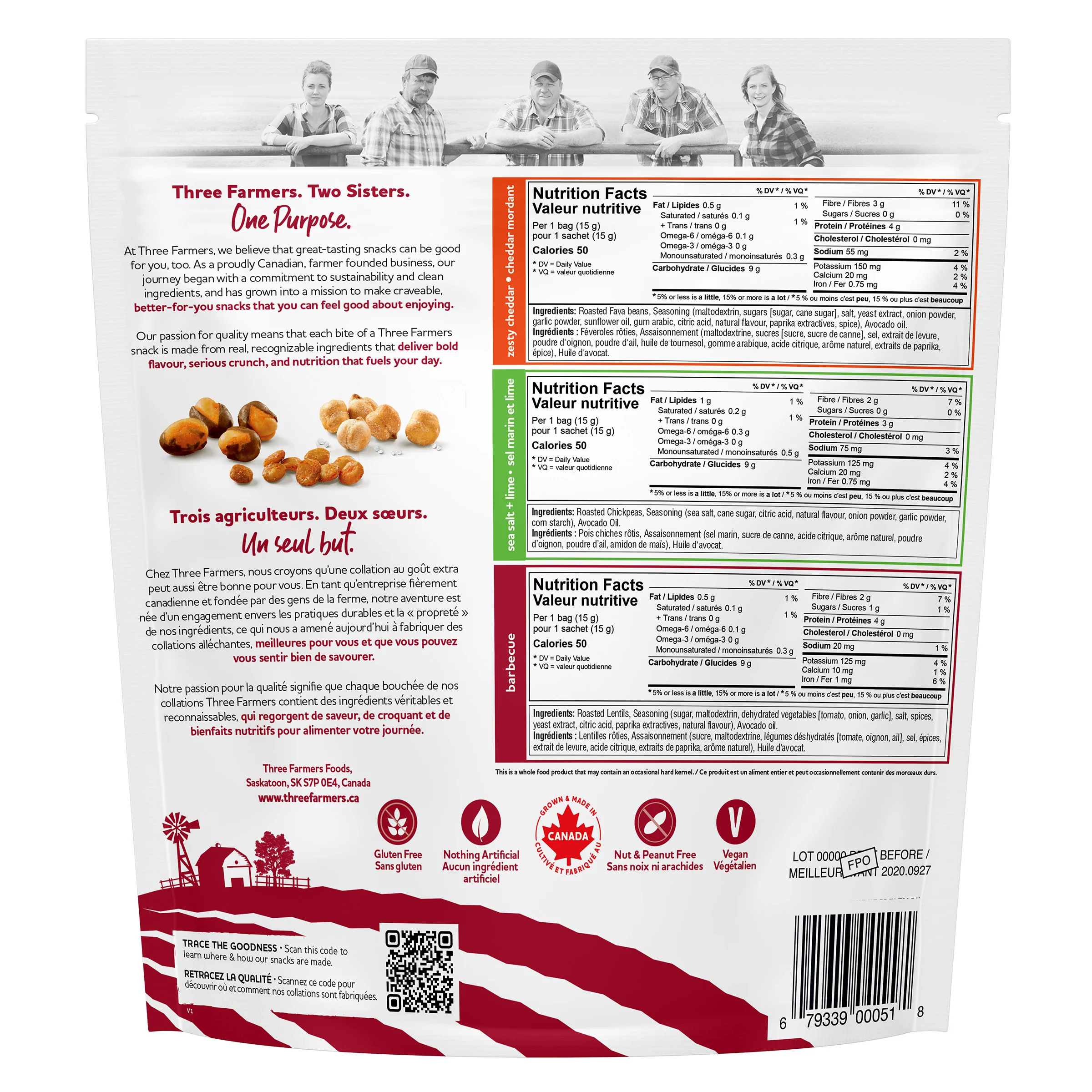 Three Farmers Roasted Chickpeas, Sea Salt, 575g