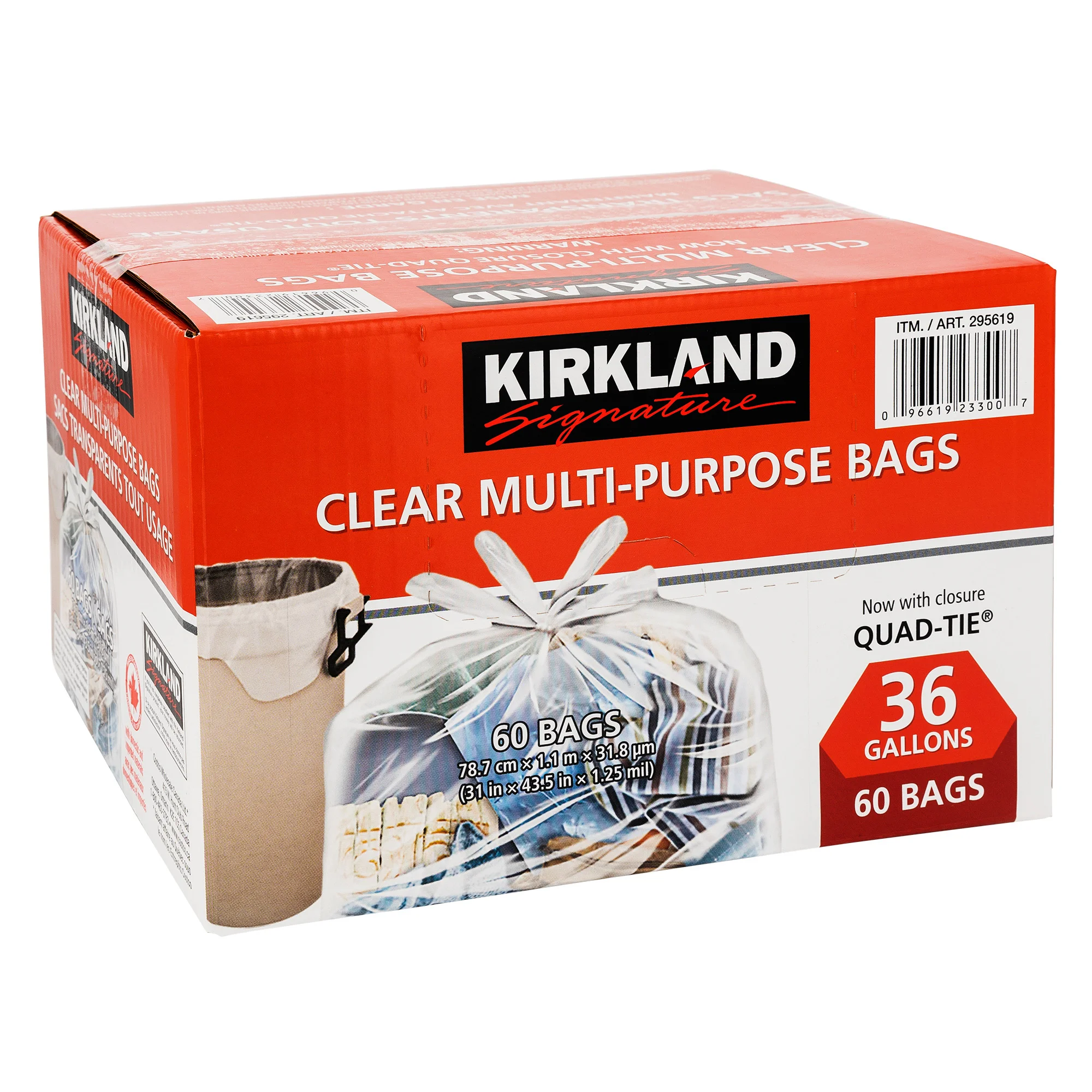 Kirkland Signature Clear Wastebasket Liners, 10 Gallon, 500 Count