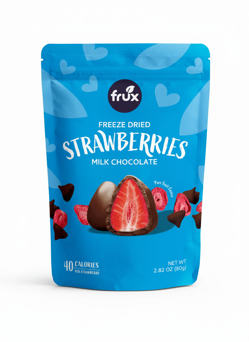 Frux Milk Chocolate Covered Freeze Dried Strawberries – 100g