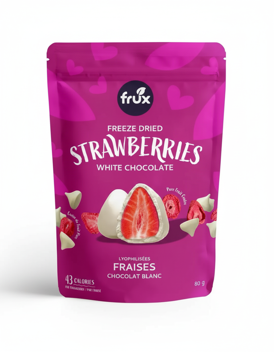 Frux Freeze-Dried Strawberries Dipped in White Chocolate – 100g