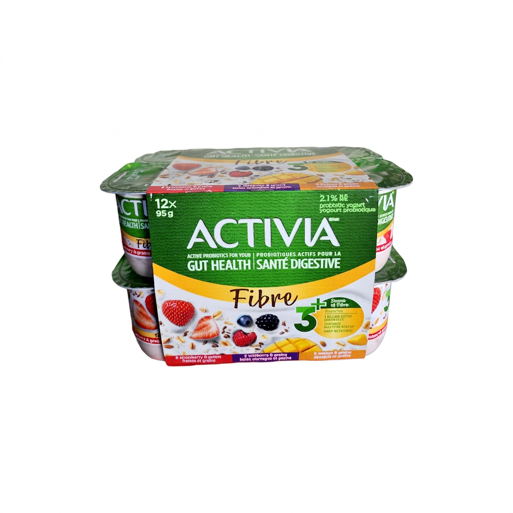Activia Fibre Strawberry, Wildberry & Mango (12x95g)