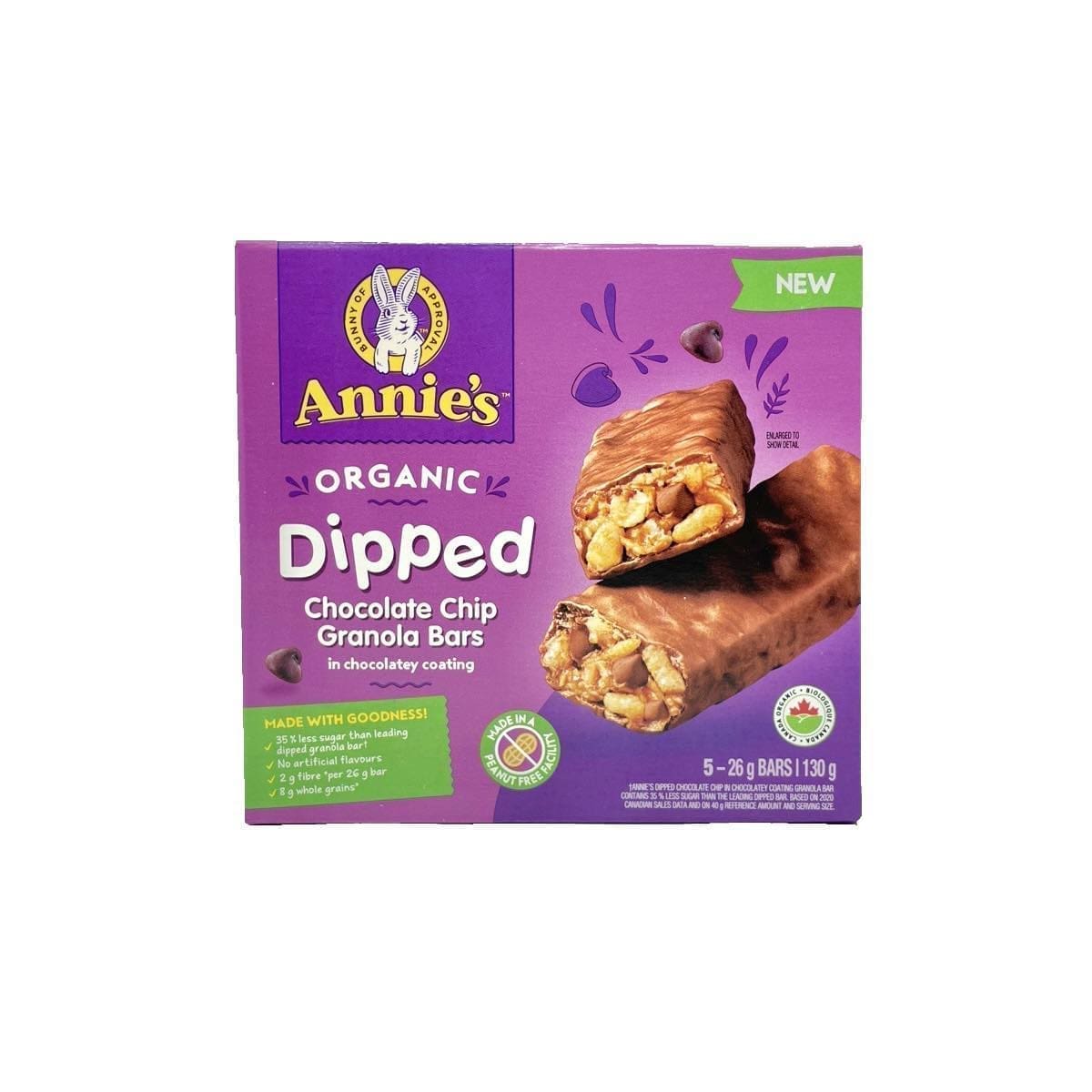 Annie's Organic Dipped Chocolate Chip Granola Bars (130g)