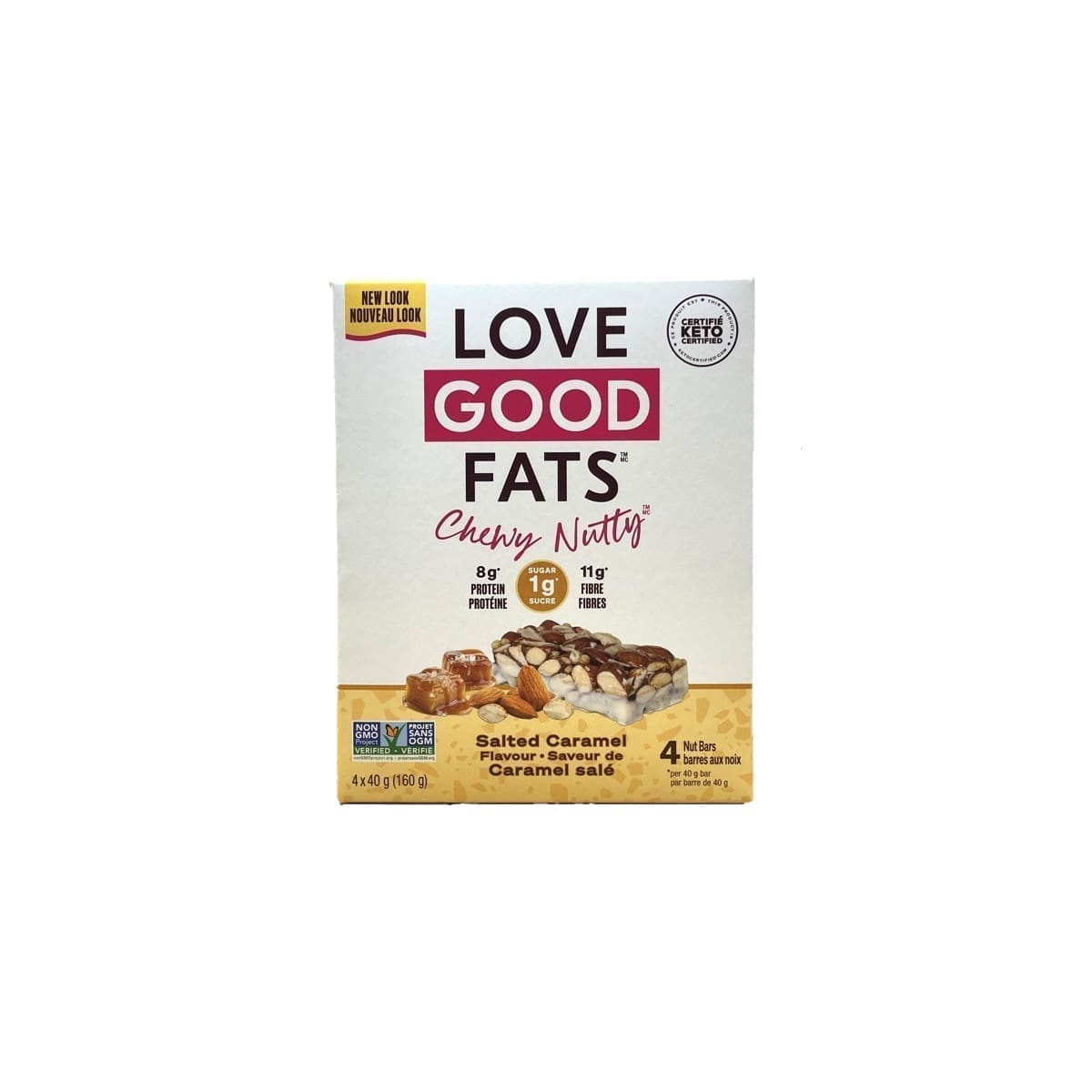 Love Good Fats Chewy Nutty Protein Bars Salted Caramel (160g)