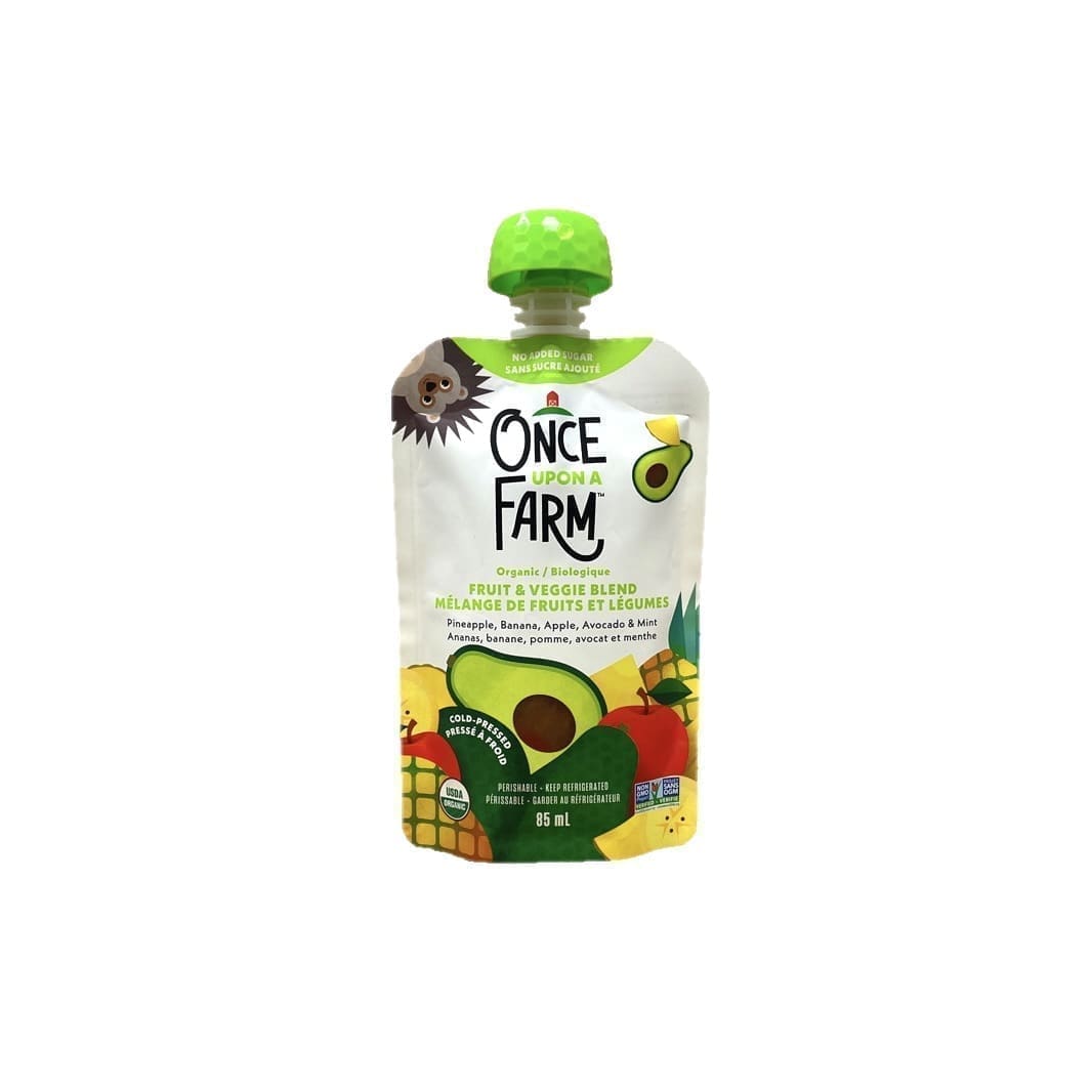 Once Upon A Farm Organic Fruit &amp; Veggie Blend Pineapple Banana Apple Avocado &amp; Mint (85mL)