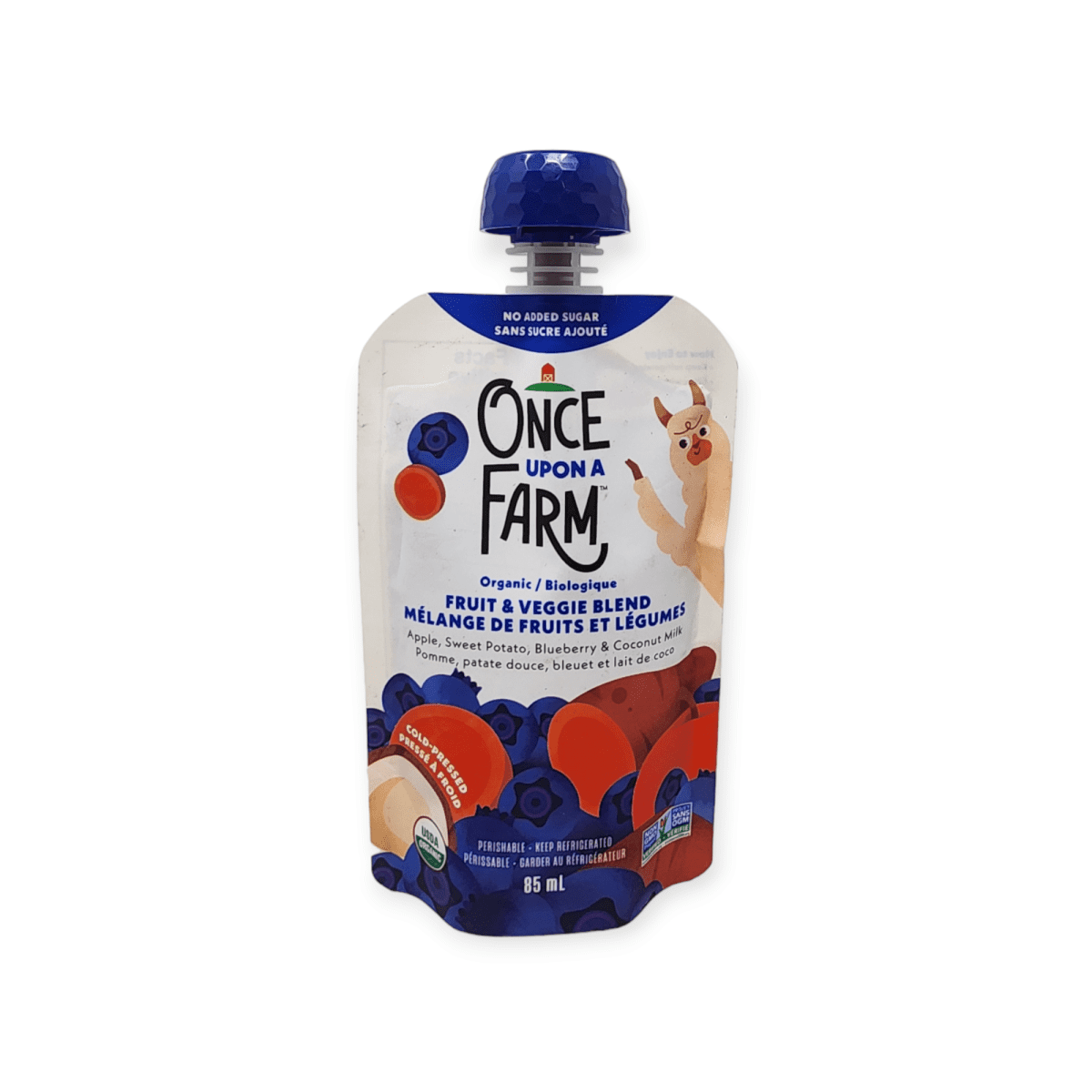 Once Upon A Farm Fruit &amp; Veggie Blend Apple, Sweet Potato, Blueberry &amp; Coconut Milk (85mL)