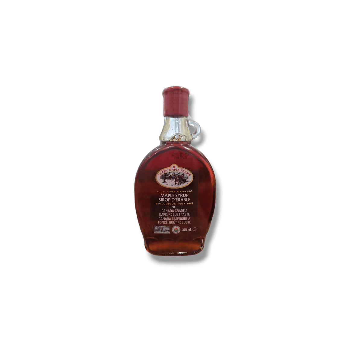 Shady Maple Farms 100% Pure Organic Maple Syrup Canada Grade A, Dark (375mL)
