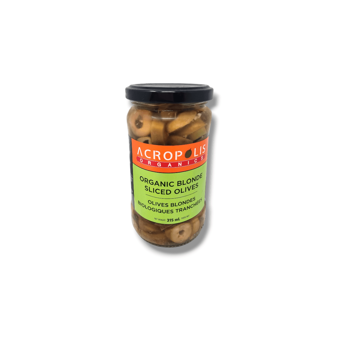 Acropolis Organic Blonde Sliced Olives (315mL)