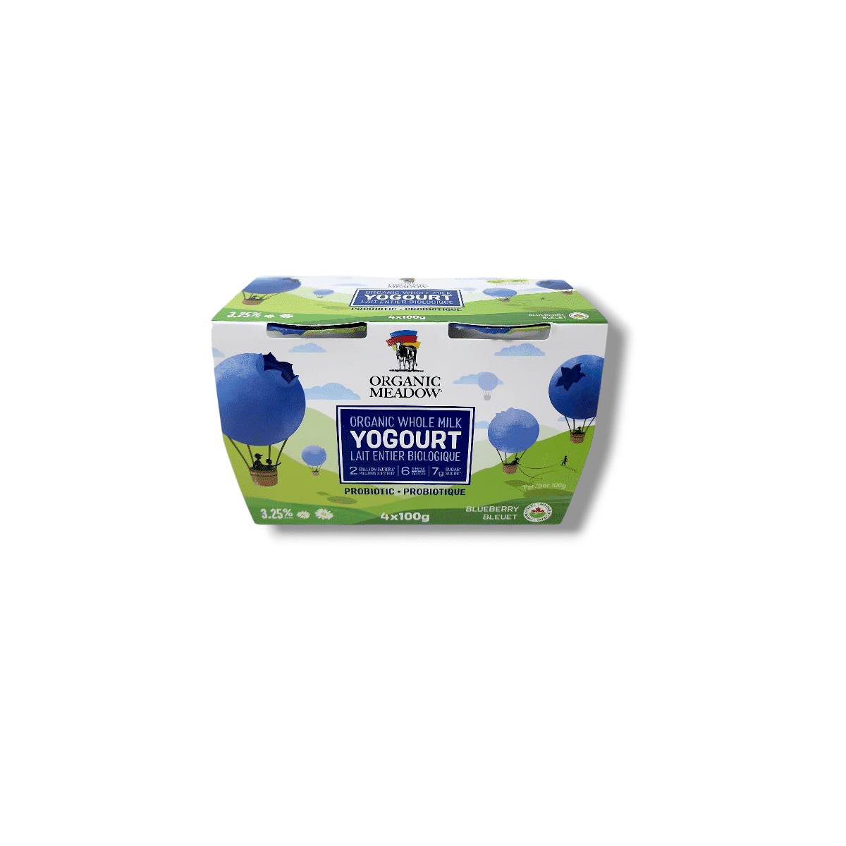 Organic Meadow Whole Milk Yogourt Blueberry (4x100g)
