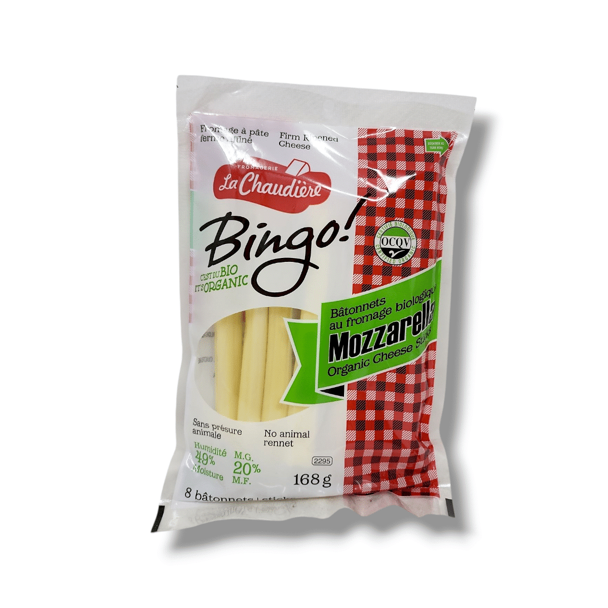 Bingo Organic Mozzarella Cheese Sticks (168g)