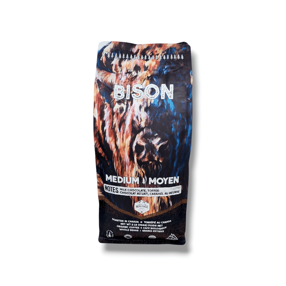 Canadian Heritage Bison Medium Milk Chocolate, Toffee Whole Bean Coffee (2lb)