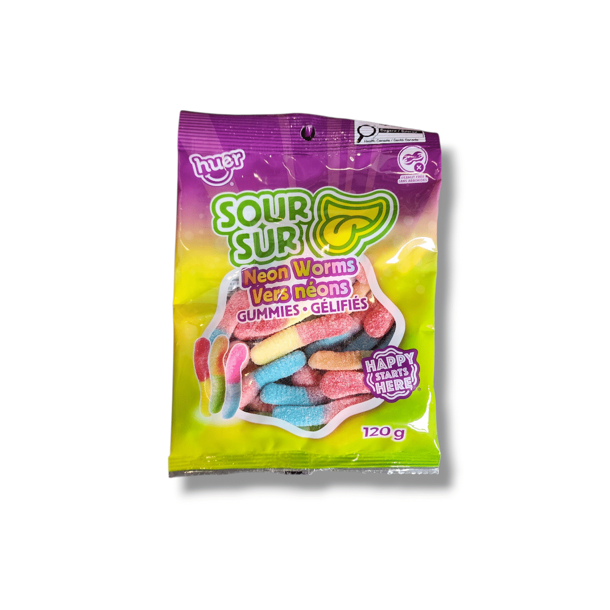 Huer Sour Neon Worms Candy (120g)