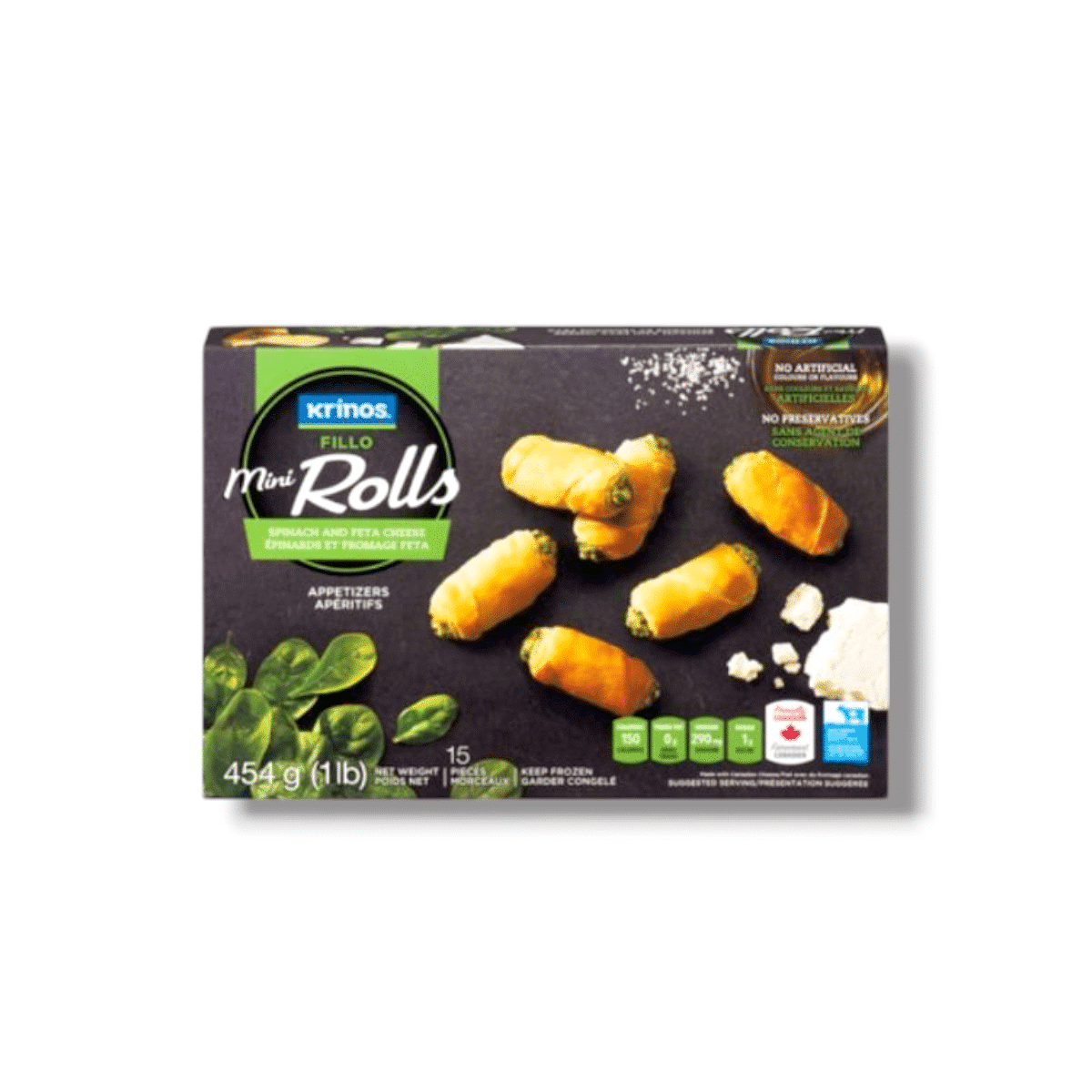 Krinos Filo Mini Rolls Spinach &amp; Feta Cheese (454g)