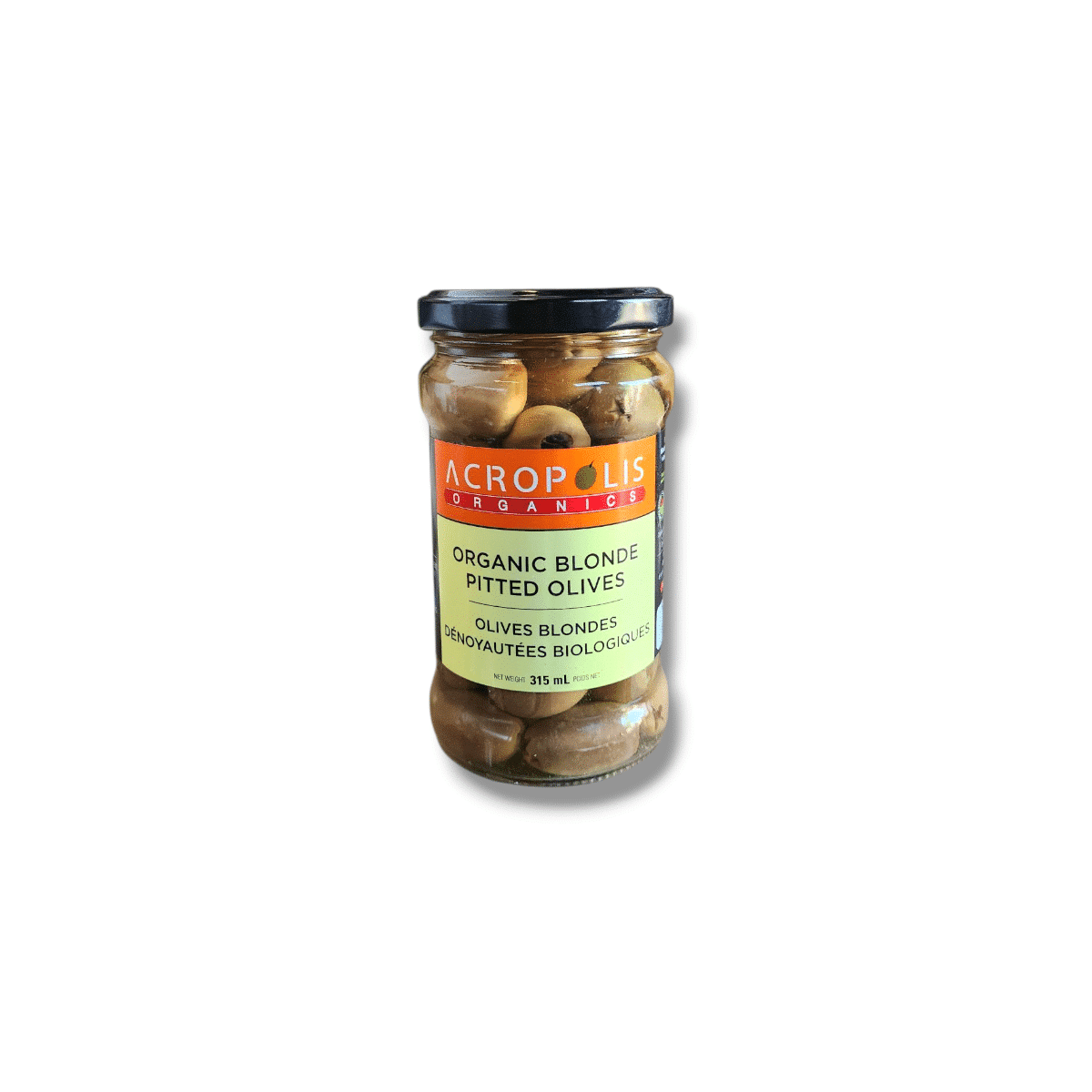 Acropolis Organic Blonde Pitted Olives (315mL)
