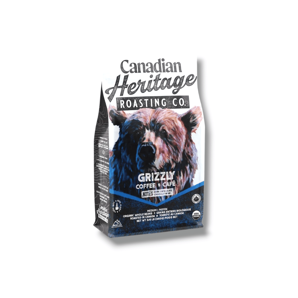 Canadian Heritage Grizzly Medium Dark Chocolate Whole Beas Coffee (340g)