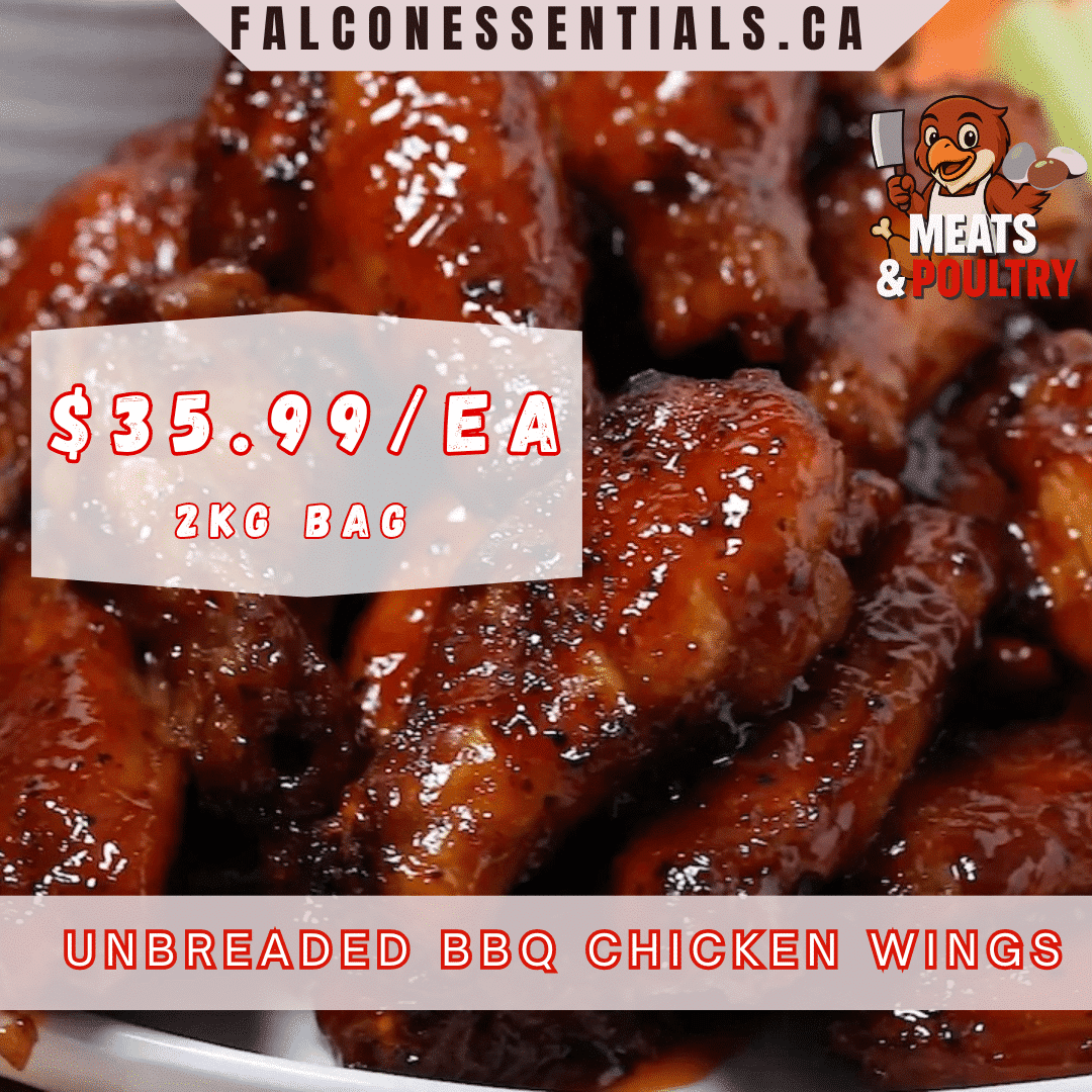 Unbreaded BBQ Chicken Wings – 2KG Bag (Frozen)