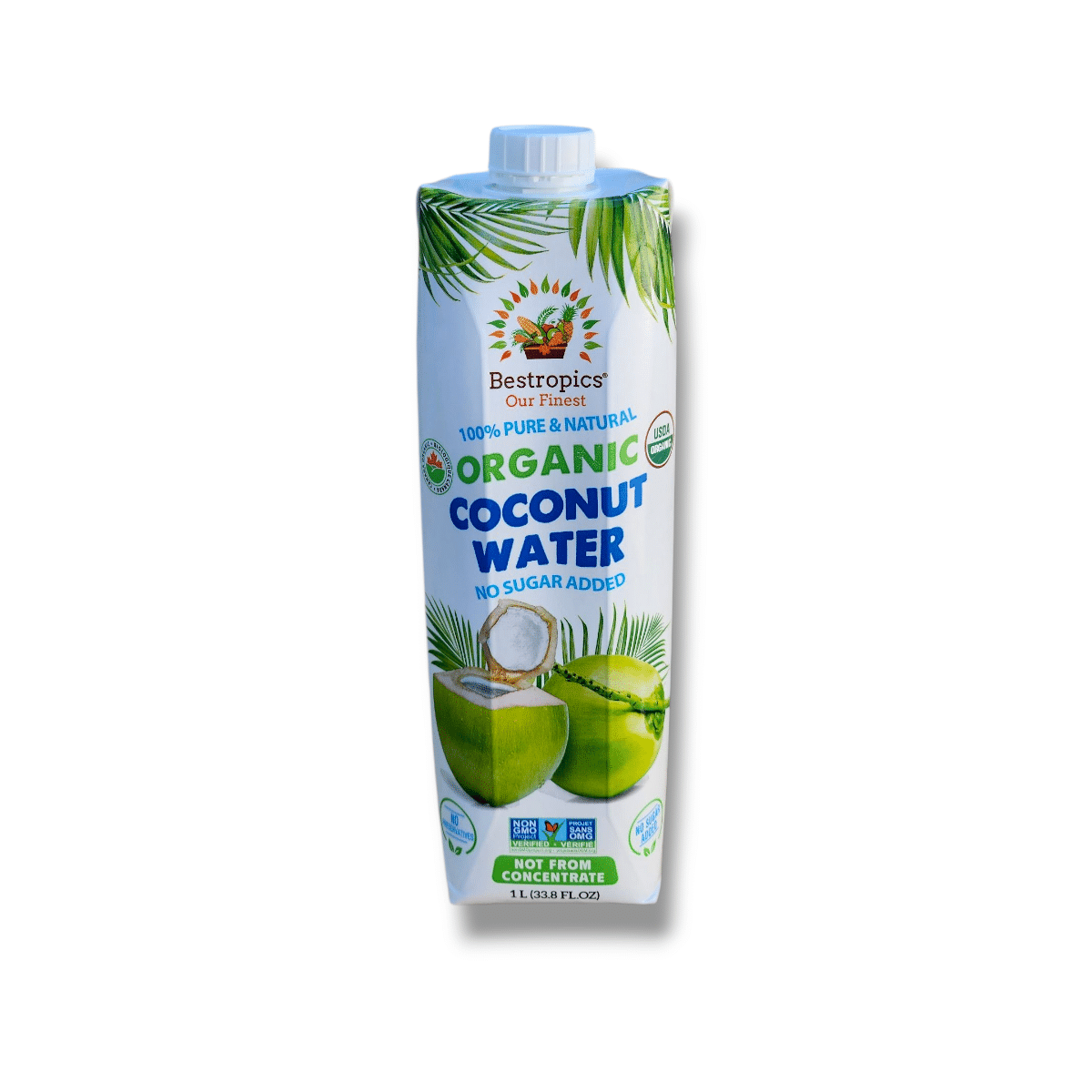 Bestropics Organic 100% Pure Coconut Water (1000mL / 1L) – Tetra Pak