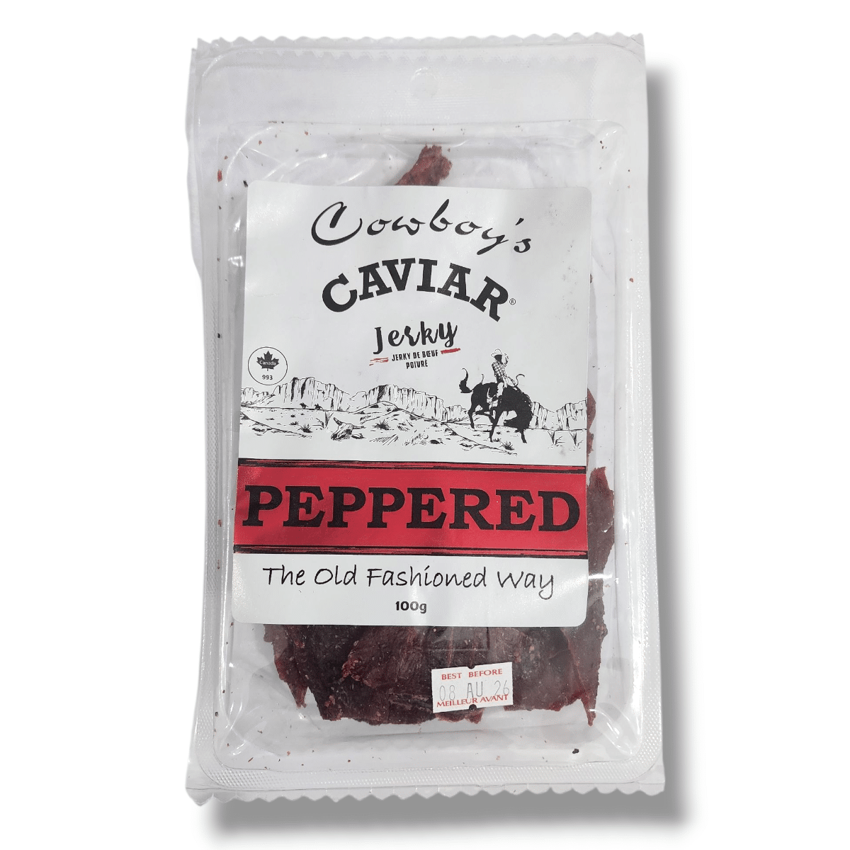 Cowboy’s Caviar Beef Jerky Peppered – Old Fashioned Canadian Made Jerky 100g