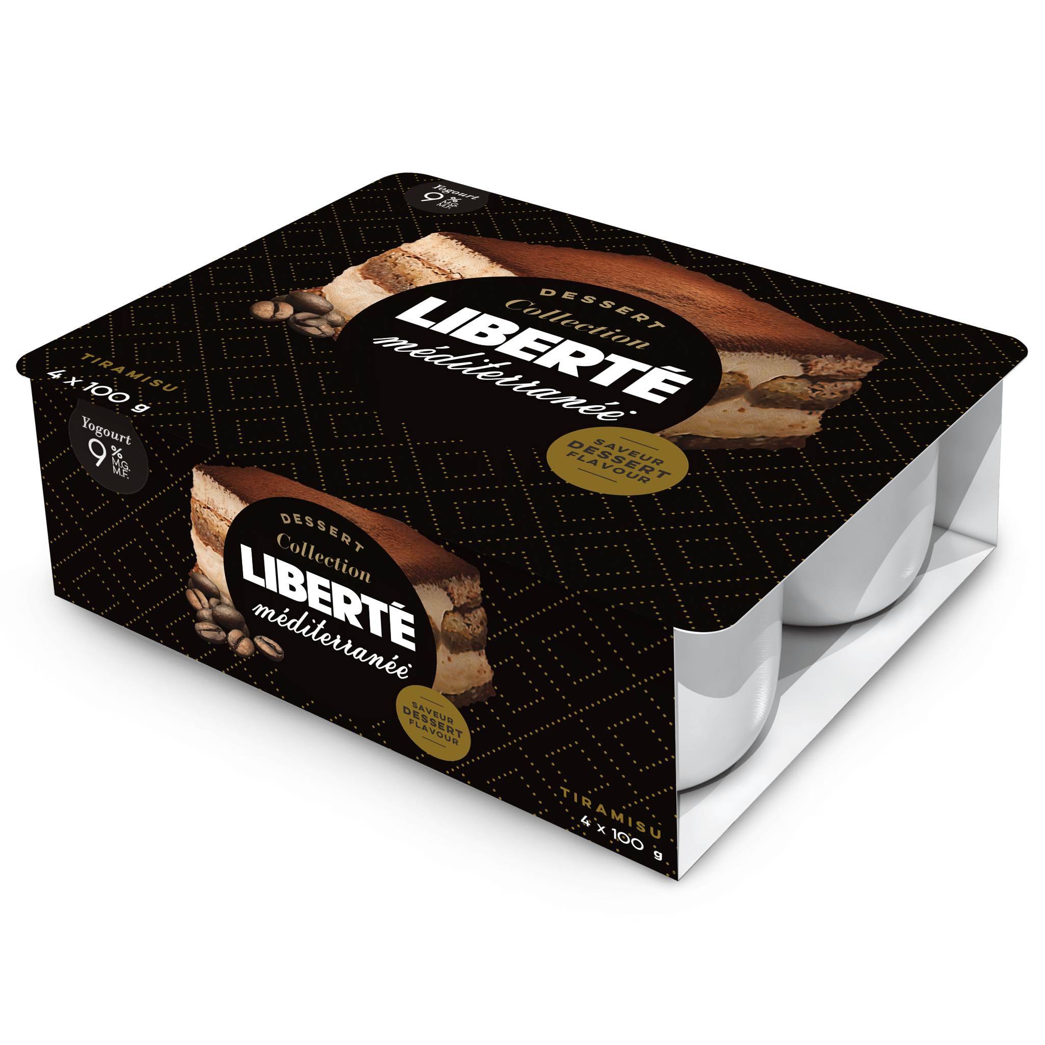 Liberte Mediterranee 9% Yogurt, tiramisu 9% 4x100g