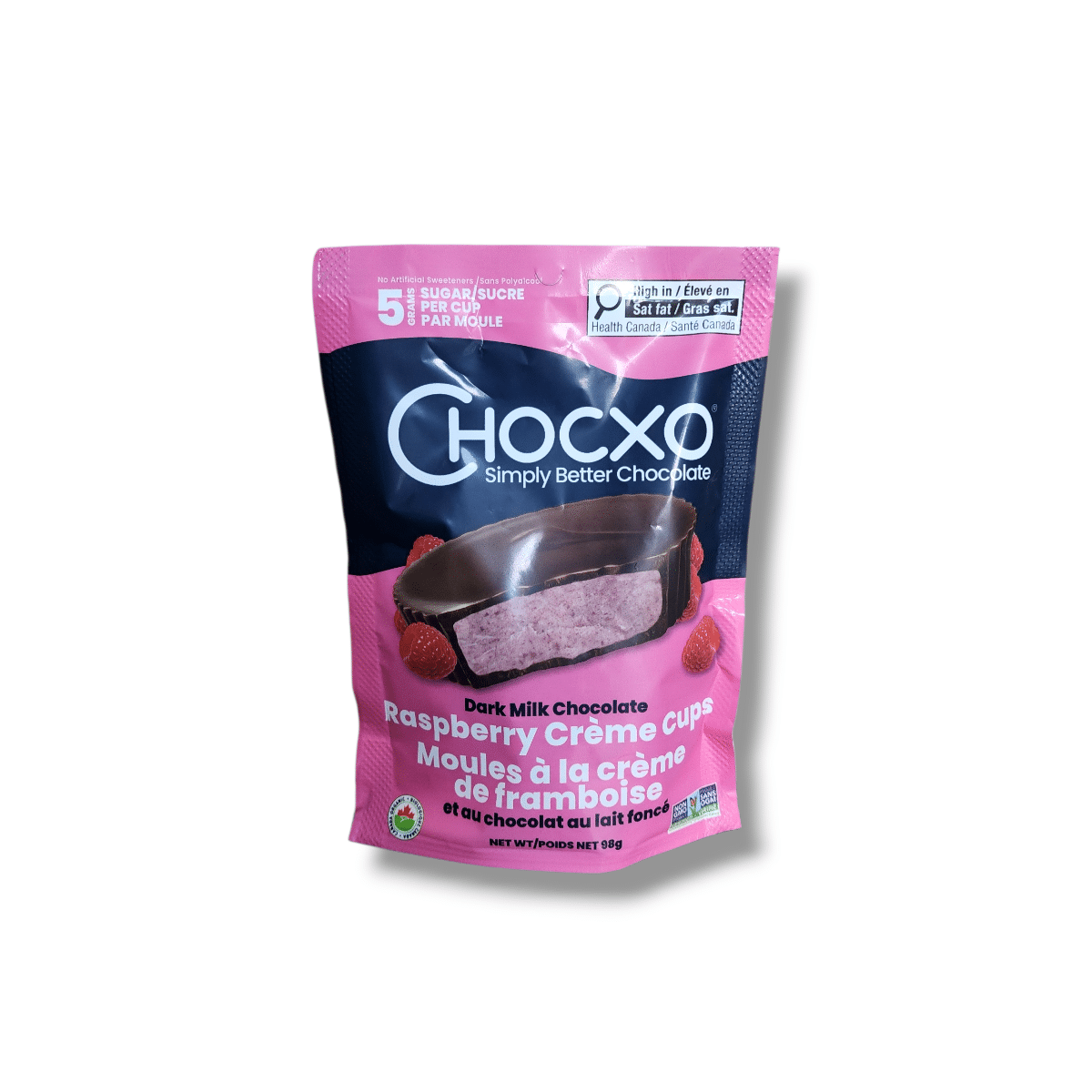 Choxco Dark Milk Chocolate Raspberry Creme Cups (98g)