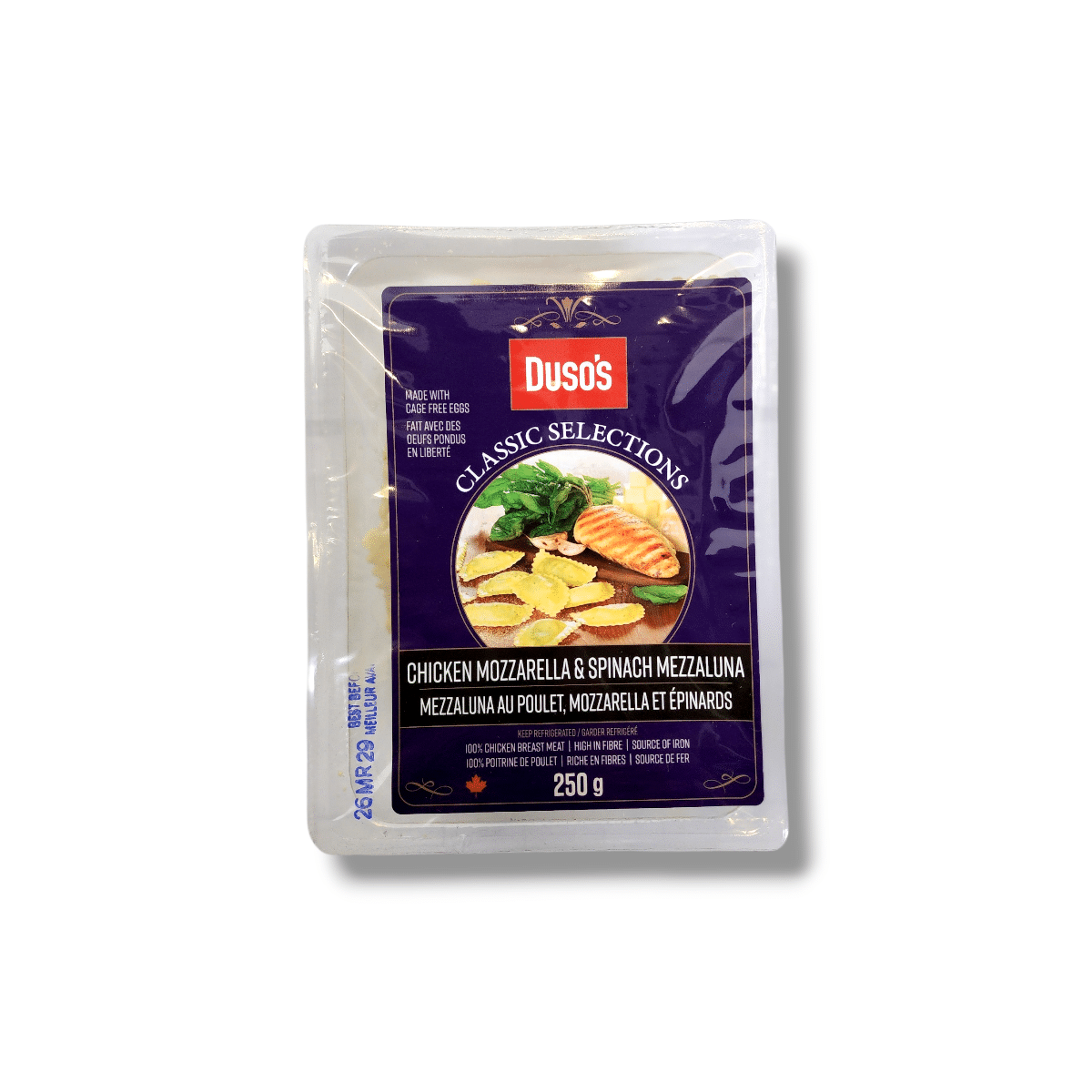 Duso's Chicken Mozzarella & Spincha Mezzaluna (250g)